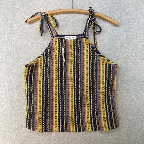 NEW! Texture & Thread Madewell M Knitted Tied Strap Tank Lined Multicolor - Picture 1 of 10
